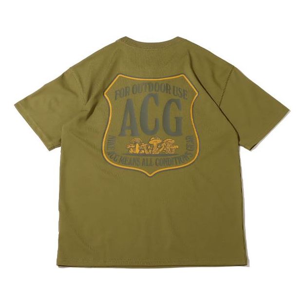 Men's Nike ACG Solid Color Alphabet Logo Printing Casual Round Neck Short Sleeve Green T-Shirt DR7758-378