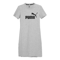 (WMNS) PUMA Essential Slim Crew Neck Short Sleeve T-Shirt Dress 'Grey' 670468-04