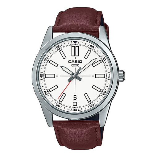 Casio Dress Pointer Display Analog Watch 'Red Silver White' MTP-VD02L-7E