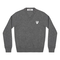 COMME des GARCONS PLAY V-Neck Pullover White Emblem 'Grey' AZ-N060-051-3