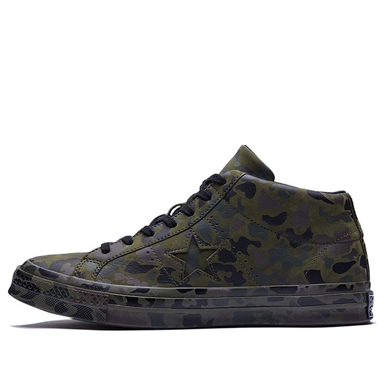 Converse One Star Retro Mid Tops Skateboarding Shoes Unisex Camouflage Green 159746C