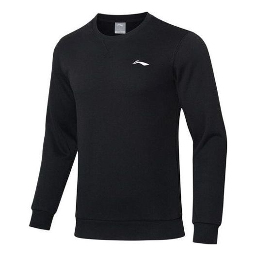 Li-Ning Training Series Solid Color Fleece Lined Stay Warm Round Neck Pullover 'Black' AWDRF59-4