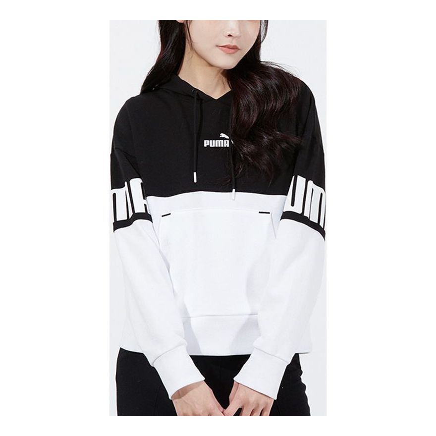 (WMNS) PUMA Power Colorblock Hoodie Casual Sports Drawstring Black 670957-01