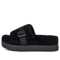 (WMNS) UGG Fluffita Thick Sole Black Slippers 1113475-BLK
