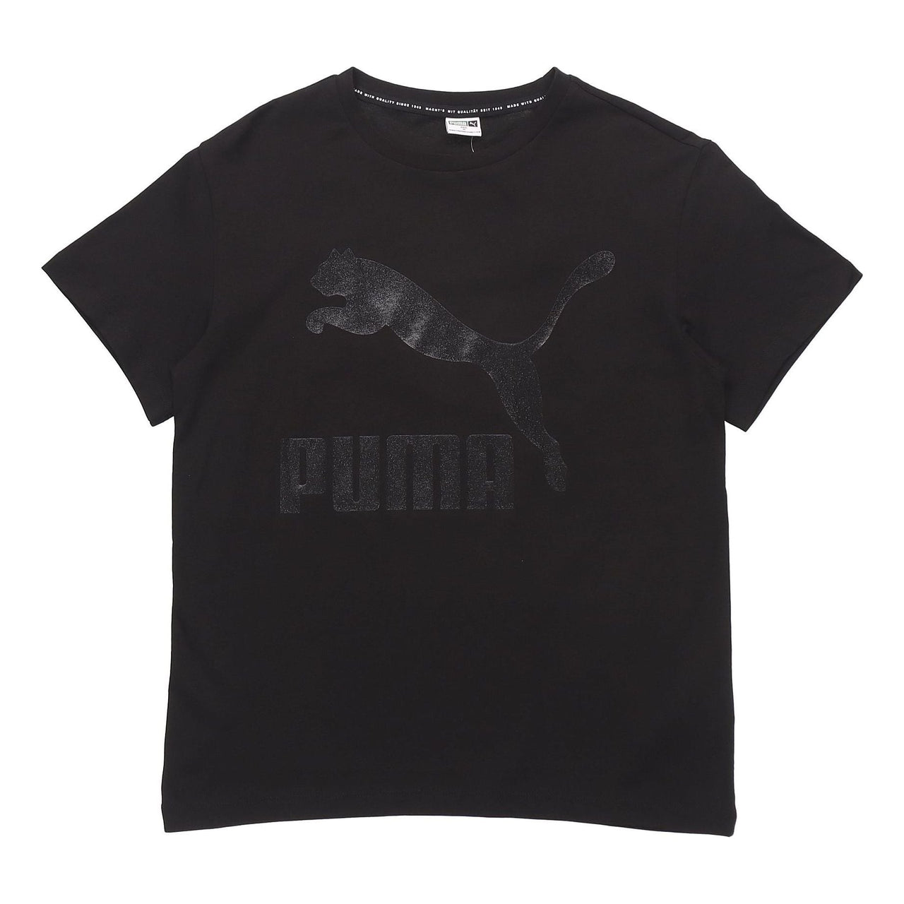 (WMNS) PUMA Classic Logo Printing Round Neck Short Sleeve Black 530005-51