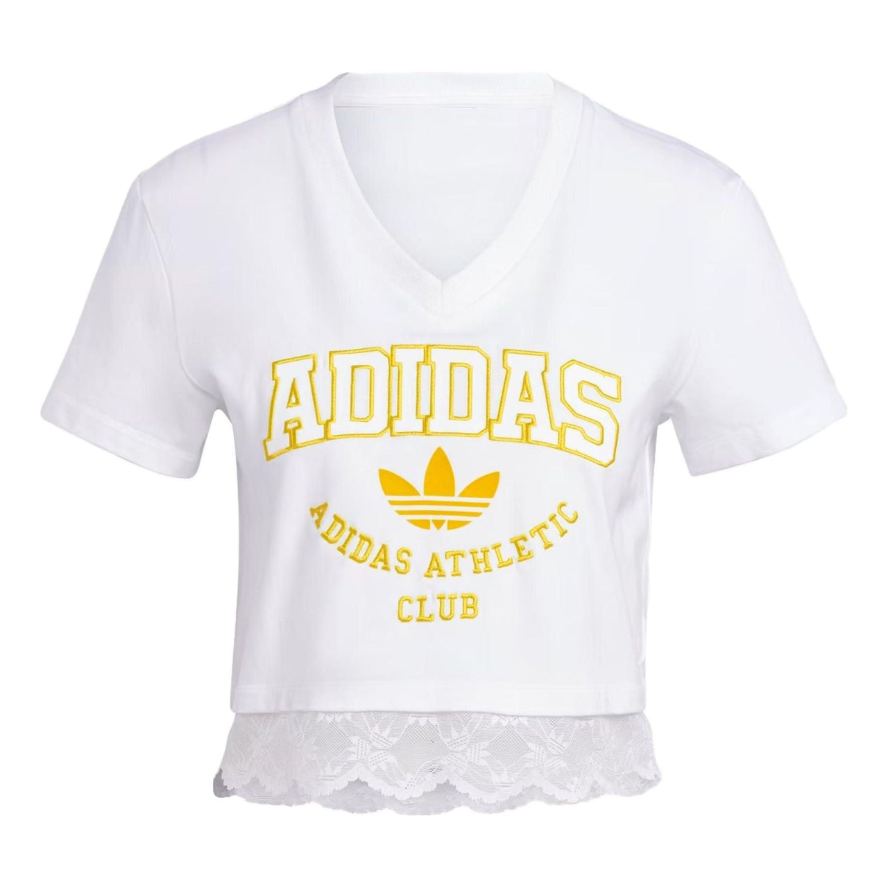 (WMNS) adidas Originals Cropped Lace Trim T-shirt 'White' II5608