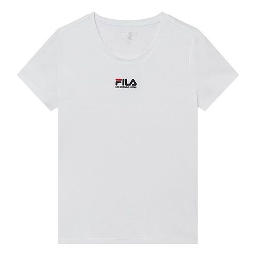 (WMNS) FILA Short Sleeve 2019 Minimalistic Embroidered Short Sleeve T White F11W928108FWT