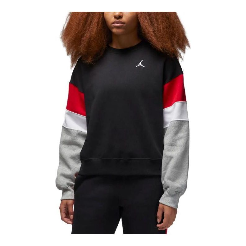 (WMNS) Air Jordan Brooklyn Fleece Crewneck Sweatshirt 'Black Grey' FB5174-010