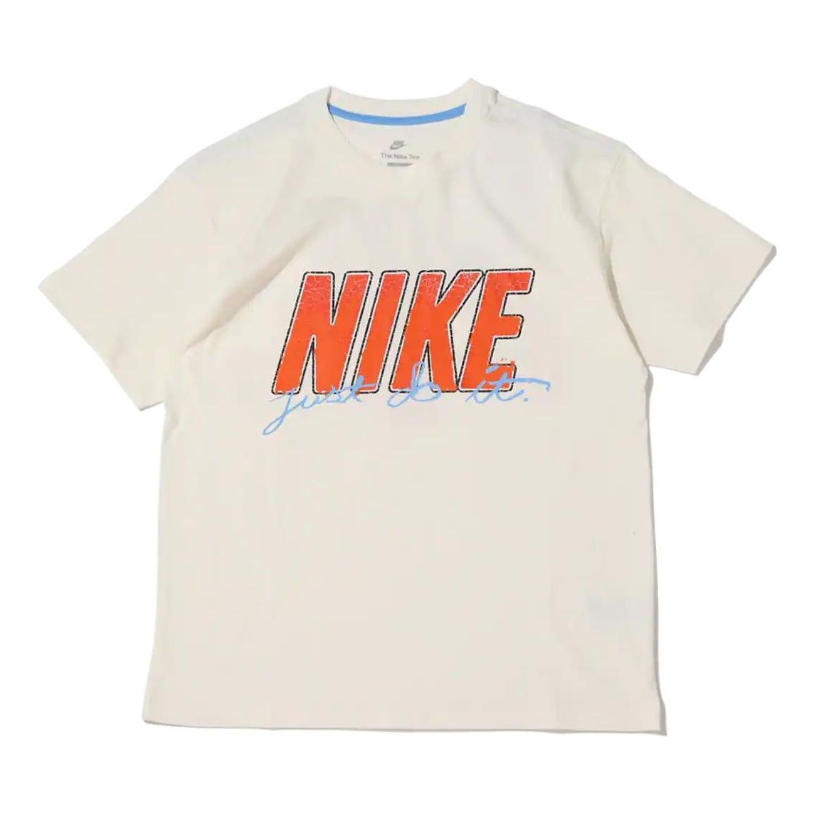 Nike Solid Color Large Logo Printing Breathable Short Sleeve White DO6369-133