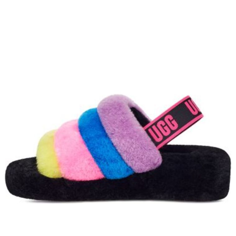 (WMNS) UGG Fluff Yeah Slide 'Black Taffy Pink Multi' 1097169-BTPM