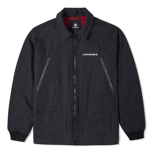 Converse New Year Series Logo Printing Lapel Sports Jacket Dark Black 10024149-A02