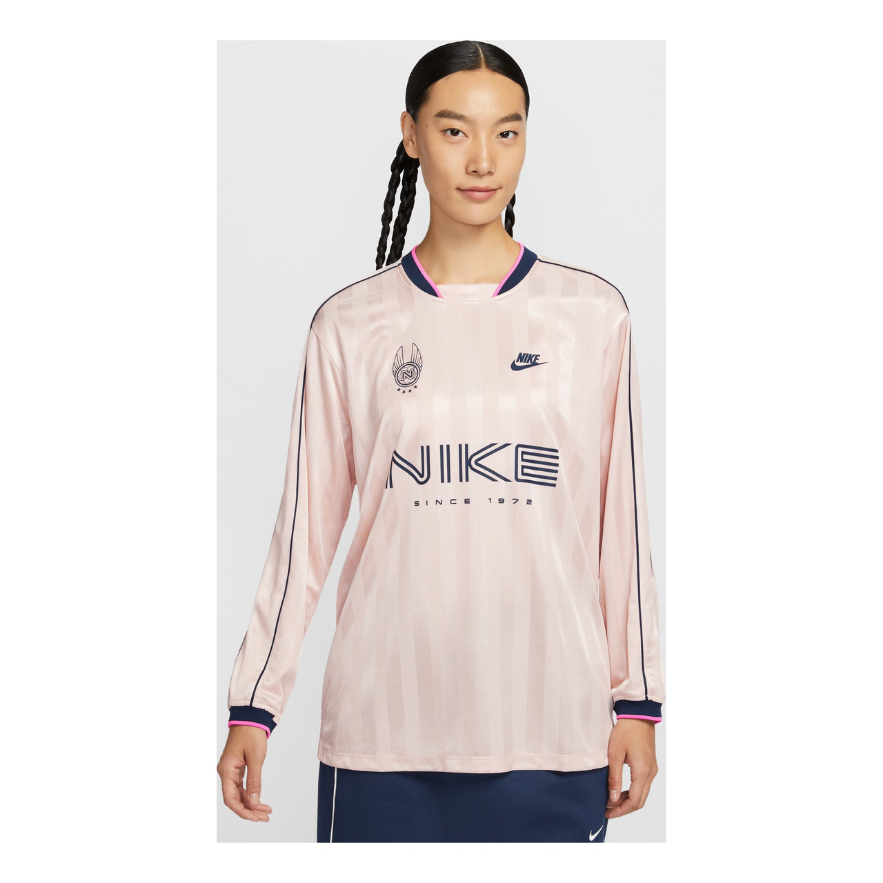(WMNS) Nike Sportswear Long-Sleeve Jersey 'Dark pink Midnight Navy' IM7453-667