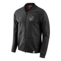 Nike NBA Golden State Warriors Solid Color Alphabet Numeric Stand Collar Zipper Jacket Black 860801-010