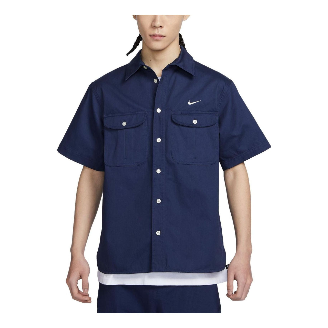 Nike SB Short-sleeve Woven Skate Button Down 'Blue' DV9076-410