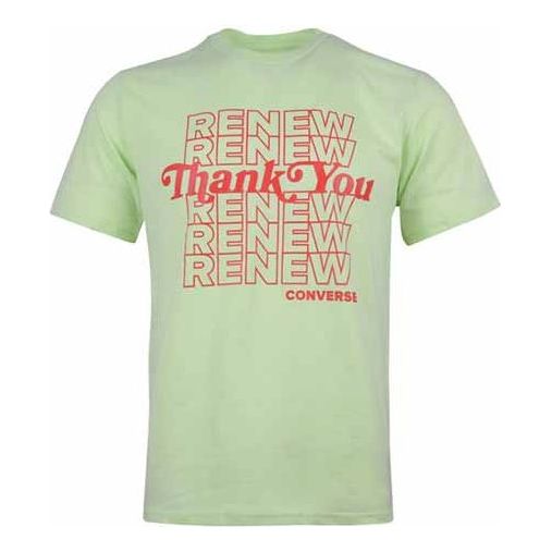 Men's Converse Renew Alphabet Printing Short Sleeve Green 10019649-A01