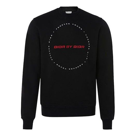 Men's DIOR FW21 Alphabet Embroidered Long Sleeves Pullover Black 333J666-W5864-980