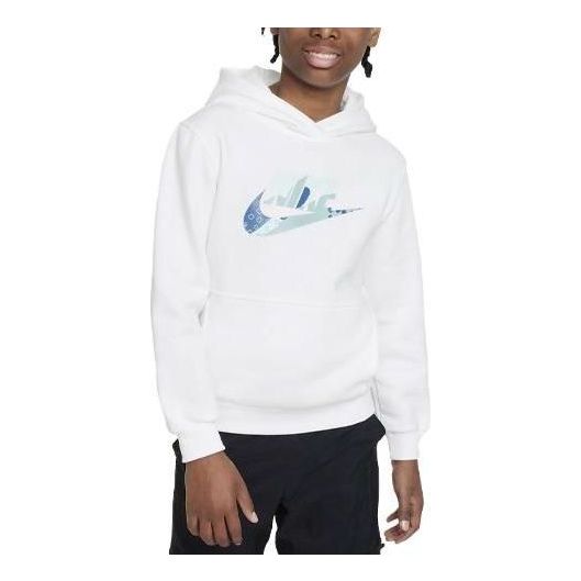 (GS) Nike Sportswear Club Fleece Graphic Hoodie 'White' FD3170-100