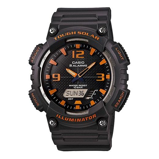 CASIO Waterproof Sports Solar Powered Shockproof Mens Black/Orange Analog/Digital Combo AQ-S810W-8A
