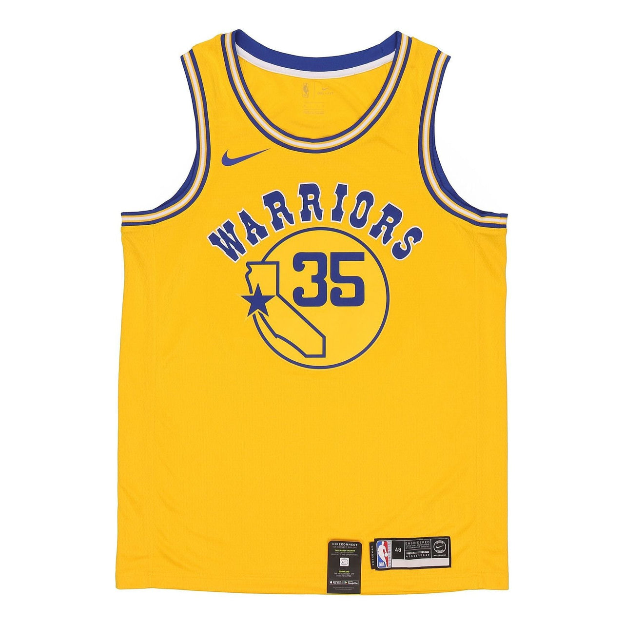 Nike Classic Edition Swingman Connected Jersey NBA SW Fan Edition Golden State Warriors Durant Yellow Socks Yellow AJ3878-729