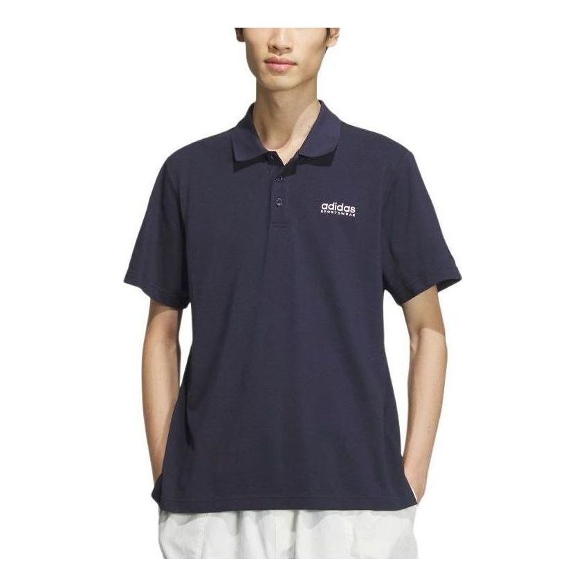 adidas Pique Solid Polo Shirt Asia Sizing 'Navy' JI9053