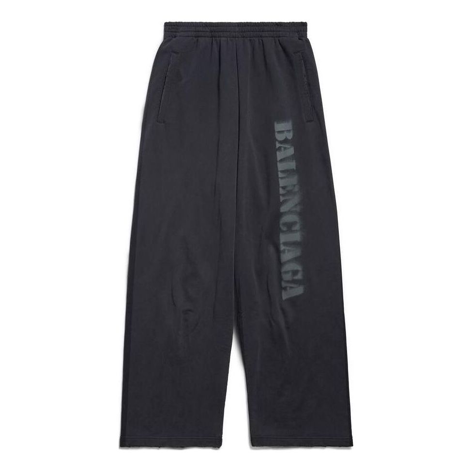 Balenciaga Stencil Type Baggy Sweatpants 'Black Grey' 771081TQVA41750