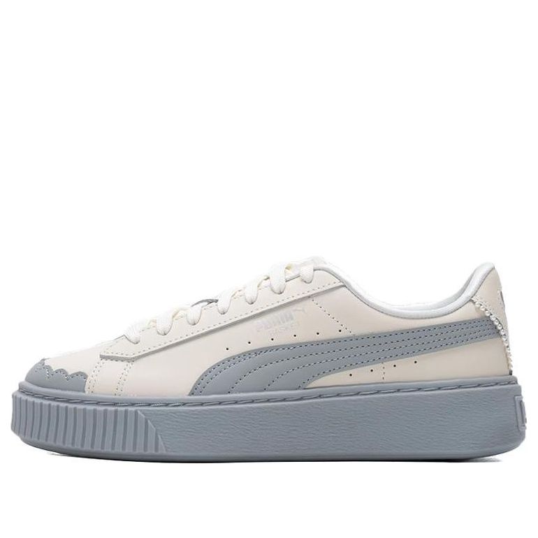 (WMNS) PUMA Basket Platform Shoes 'Pearl White Blue' 398910-04