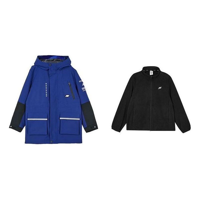 (GS) Skechers Casual Series 3-In-1 Hooded Jacket 'Black Blue' P423B023-005J