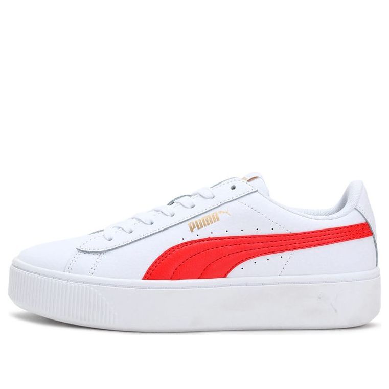 (WMNS) PUMA Vikky Stacked Leisure Sneakers White/Red 369143-13
