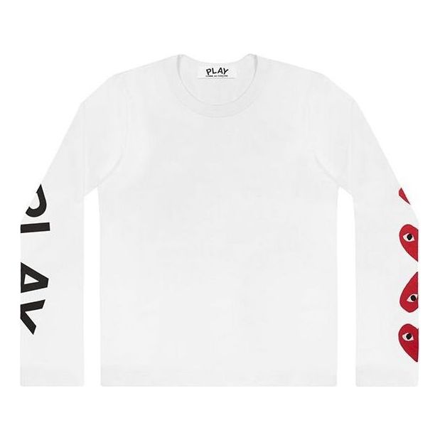 COMME des GARCONS PLAY Long Sleeve Printed Logos T-shirt 61 'White' AZ-T262-051