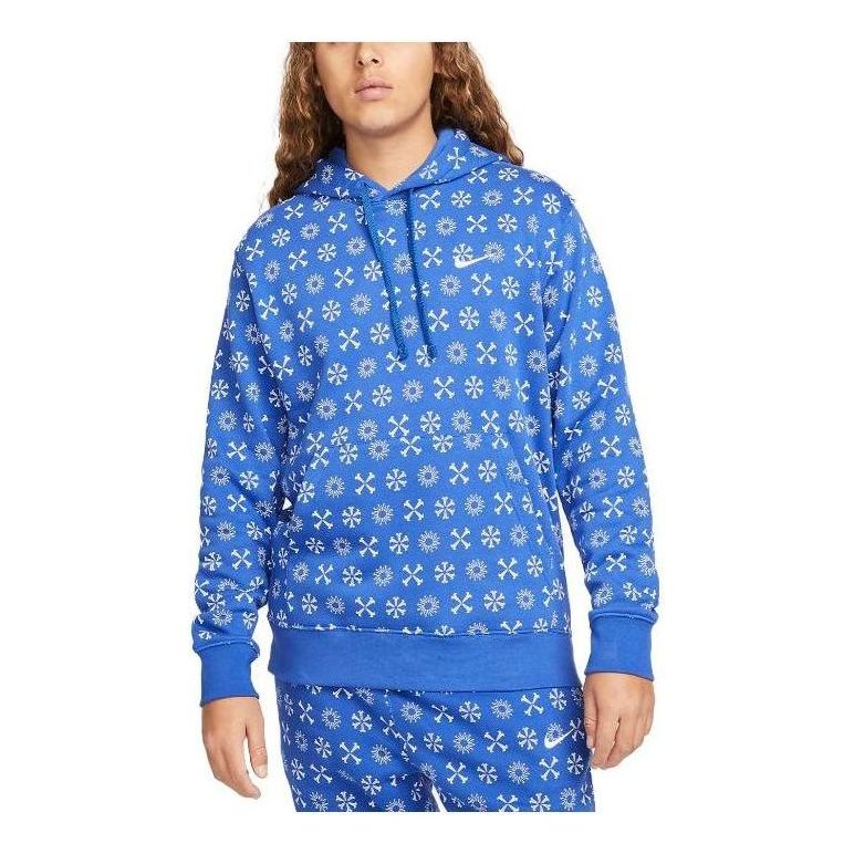 Nike Sportswear Club Fleece All Over Print Hoodie 'Blue' FJ1635-480