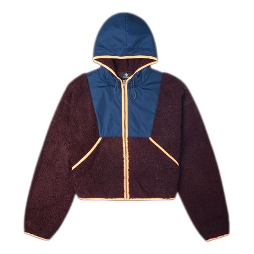 (WMNS) Converse Full Zip Fleece Hooded Jacket 'Red Currant' 10020285-A03