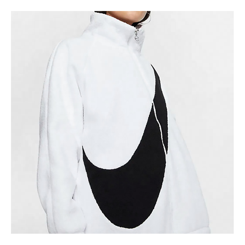 (WMNS) Nike Big Swoosh Fleece Jacket 'White Black' CZ4064-100