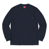 Supreme FW19 Week 12 L/S Pocket Tee Navy Long Sleeves Navy Blue SUP-FW19-1034