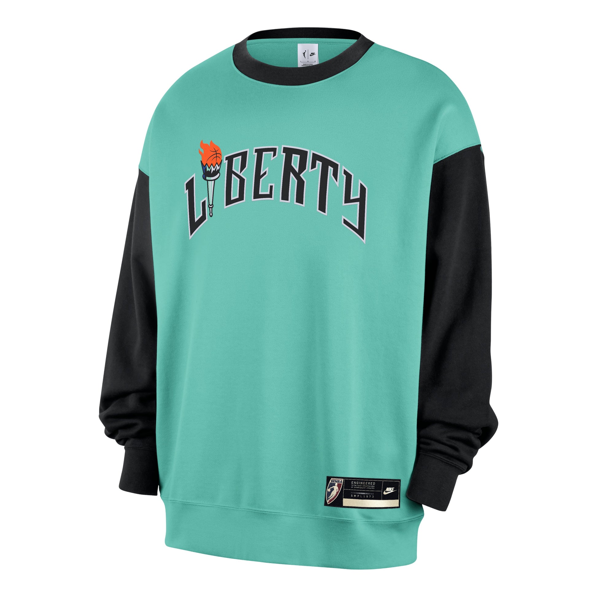 (WMNS) Nike New York Liberty Court Origins WNBA Fleece Crew-Neck Sweatshirt 'Mint Black' IM6718-356