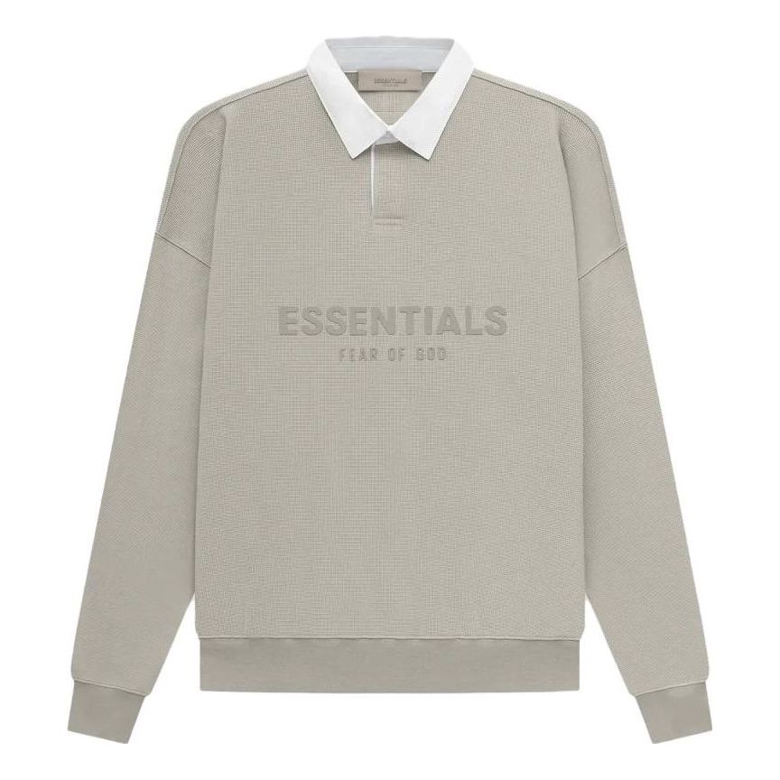 Fear of God Essentials SS23 Waffle Henley Rugby Seal Logo Polo 'Grey' FOG-SS23-053