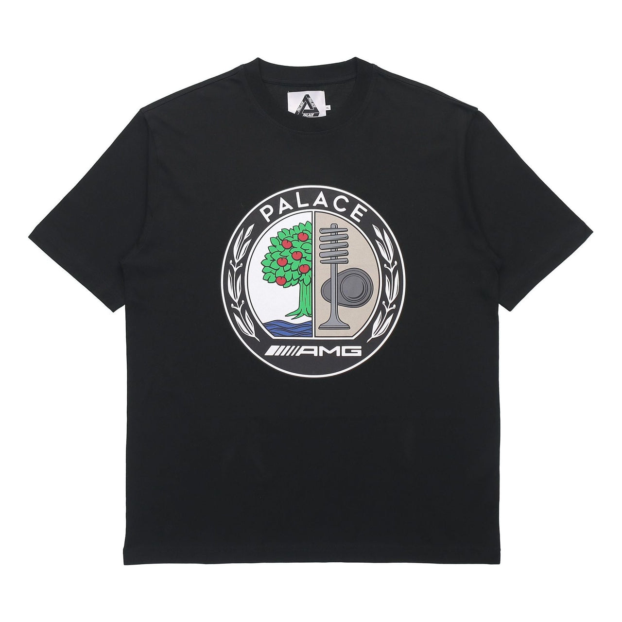 PALACE SS21 x AMG Crossover Emblem T-Shirt Black Apple Logo Printing Solid Color Short Sleeve Unisex P20AMGTS001