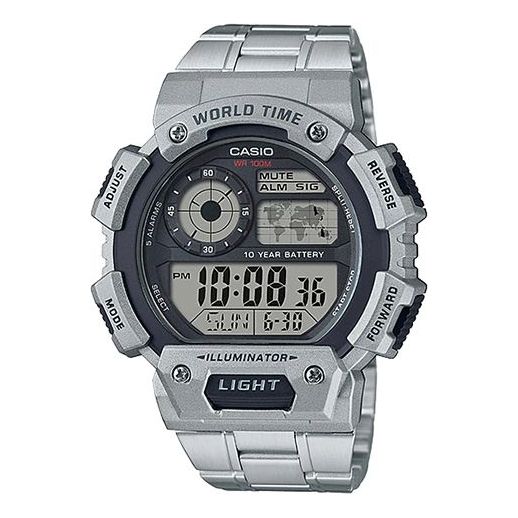 CASIO Quartz Waterproof Sports Mens SilverBlack Digital AE-1400WHD-1