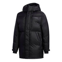 adidas Terrex Xplr Um Dwn Par Outdoor Windproof Stay Warm hooded down Jacket Black FJ9243