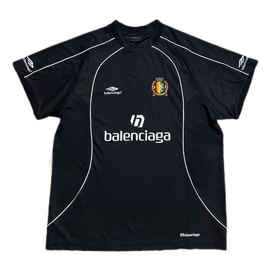 Balenciaga Lion Crest Soccer T-shirt Jersey Oversized 'Black' 767884TPVG21070