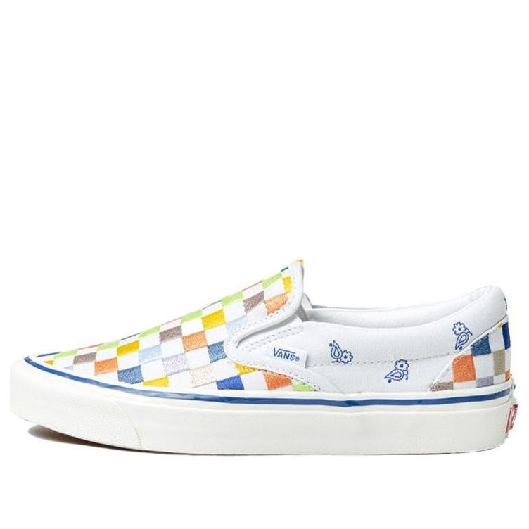 Vans slip-on Low Tops Casual Skateboarding Shoes Unisex White Blue Multi-Color 'White Yellow Blue' VN0A5KX8AVZ