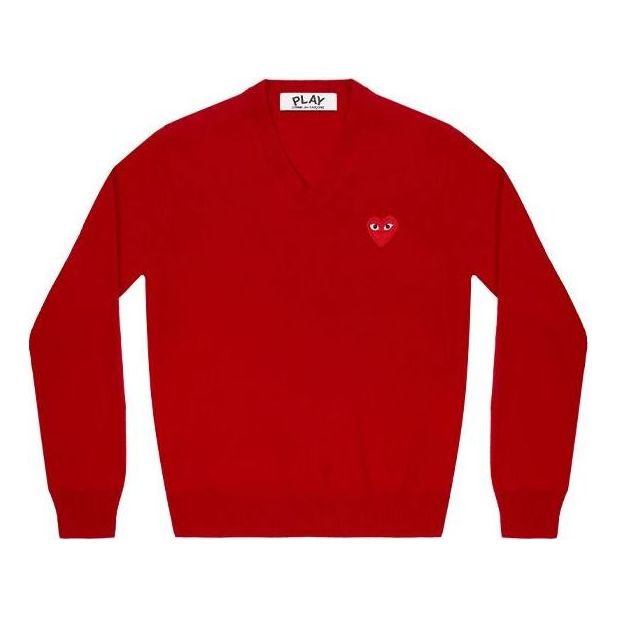 (WMNS) COMME des GARCONS PLAY V-Neck L/S T-shirt Red Emblem 'Red' AZ-N001-051-5