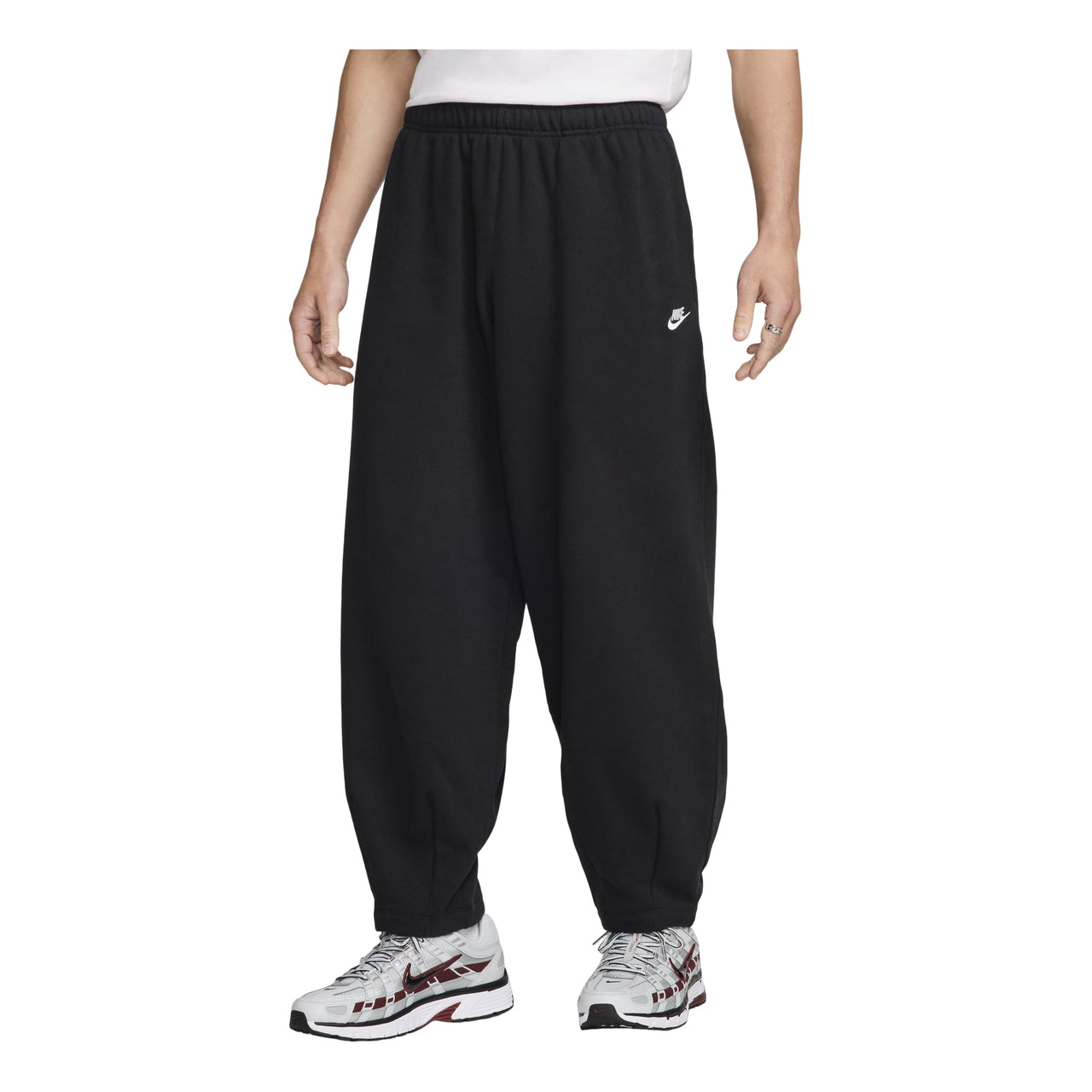 Nike Club Fleece Oversized French Terry Pants Asia Sizing 'Black White' HJ1823-010