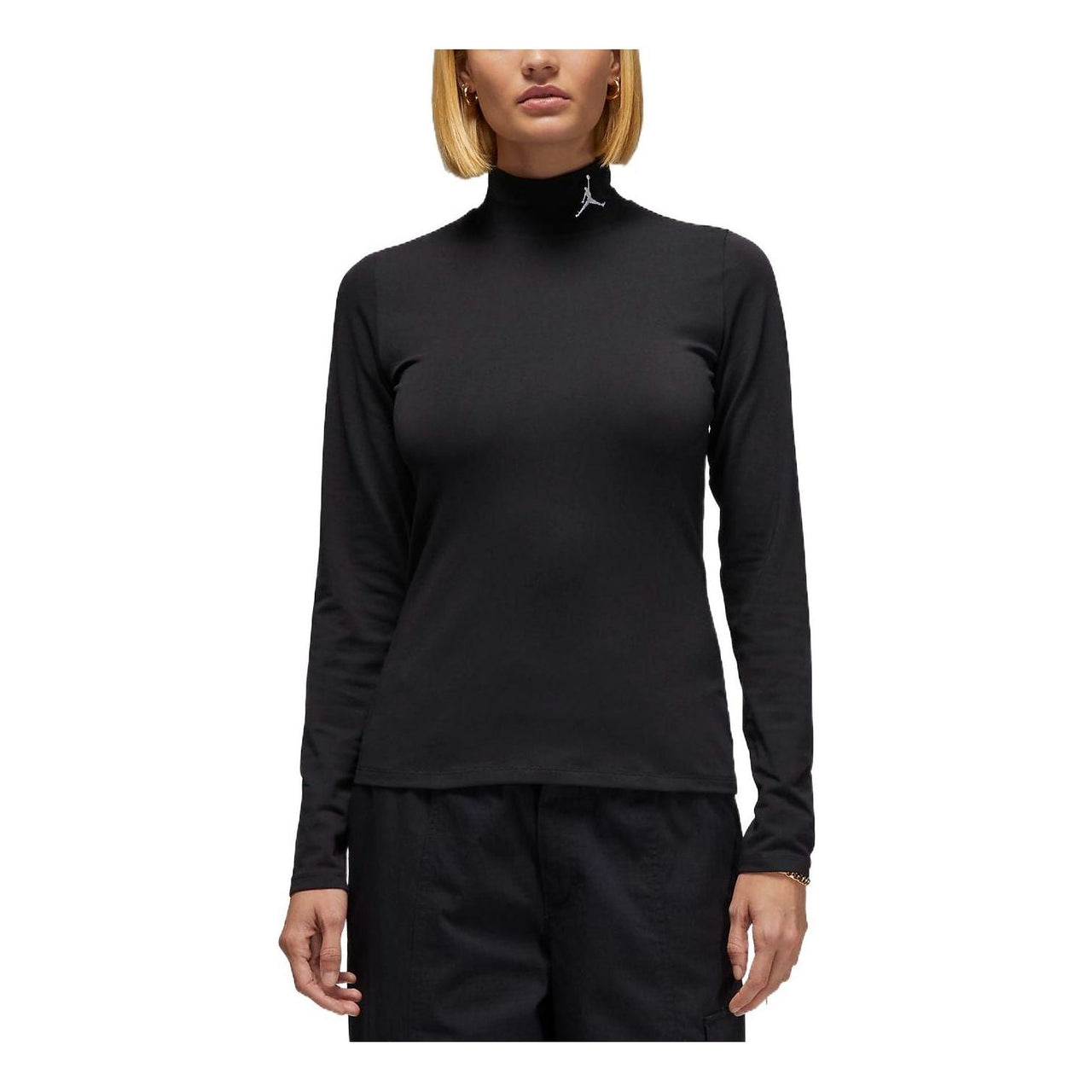 (WMNS) Air Jordan Flight Long Sleeve Mock Neck Top 'Black' DQ4619-010