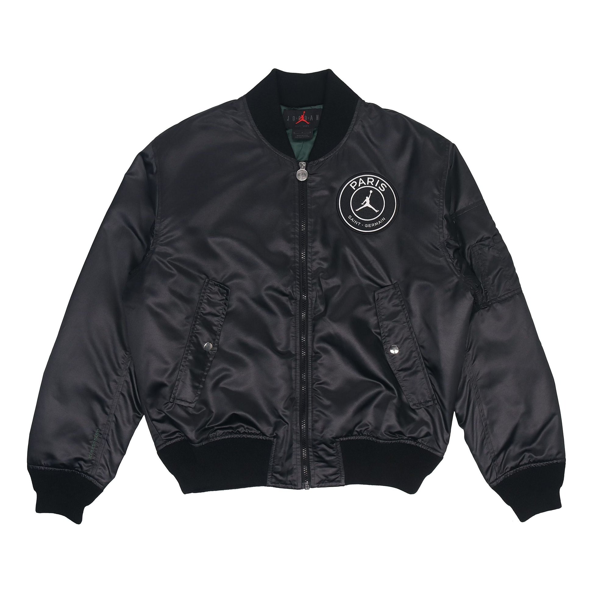 Men's Air Jordan Paris Saint-Germain MA-1 Casual Sports Alphabet Solid Color Padded Clothes Black DB6493-010
