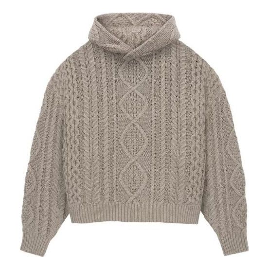 Fear of God Essentials FW23 Cable Knit Hoodie 'Core Heather' 192BT234394F