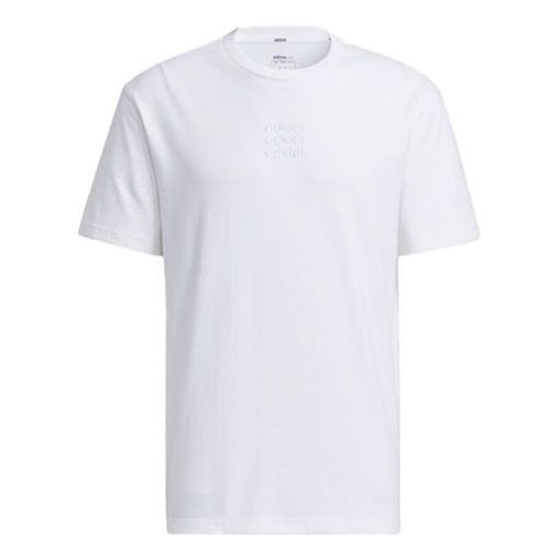 adidas neo Embroidered Logo Solid Color Sports Round Neck Short Sleeve White H14209