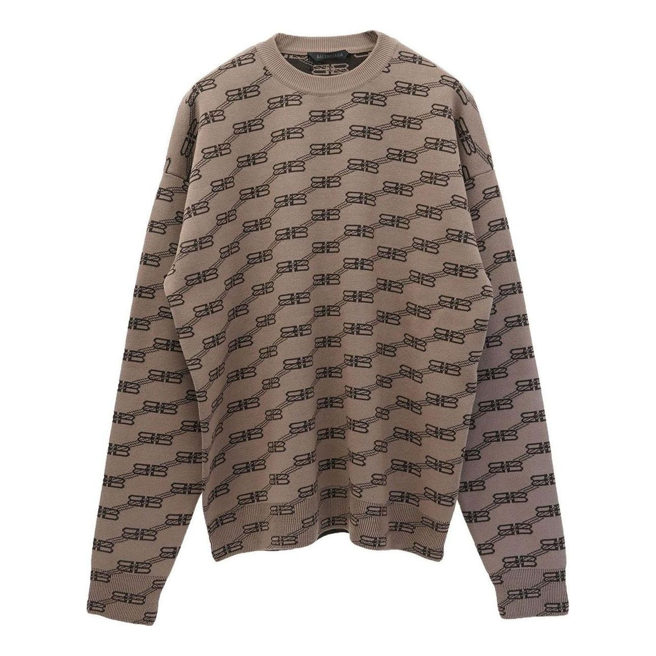 Balenciaga BB Allover Crewneck Knit Sweater 'Beige' 733859T32539378