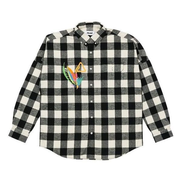 PALACE Embroidered Plaid Shirt Unisex Black White P20SHT014