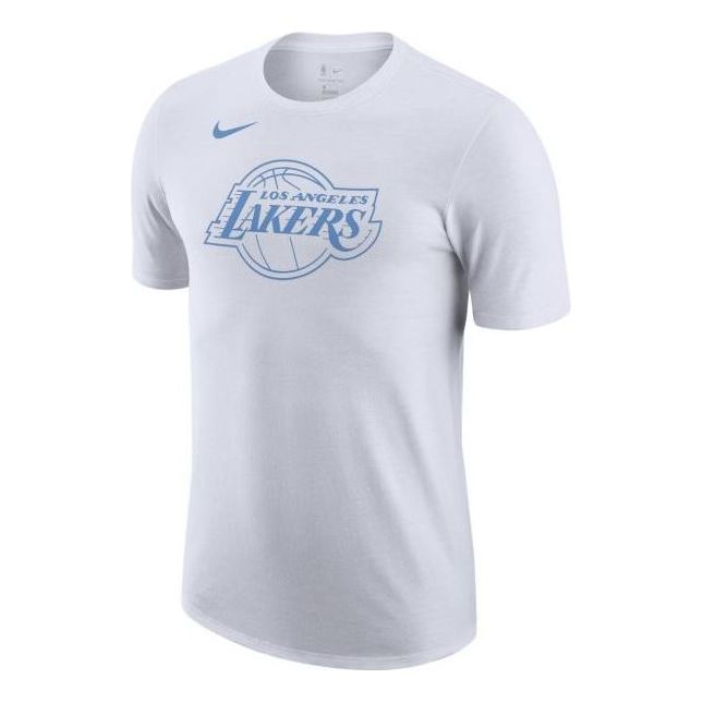 Nike Los Angeles Lakers Logo Alphabet Printing Round Neck Short Sleeve White CT9445-100