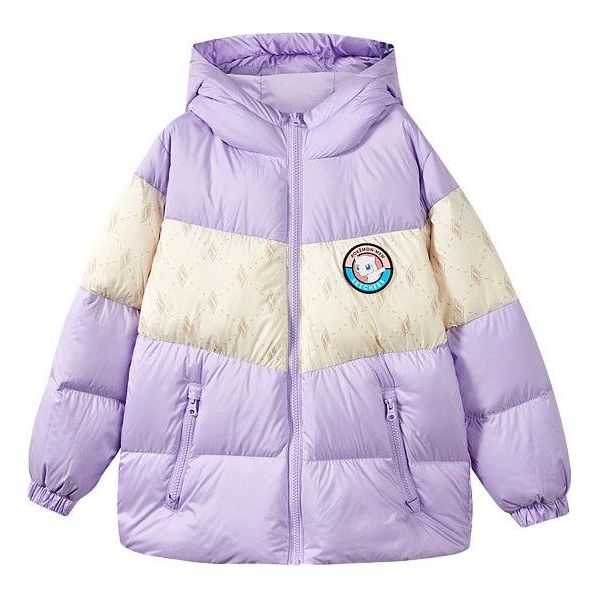 (GS) Skechers x Pokémon Hooded Zip-Up Down Jacket 'Purple Beige' L422G037